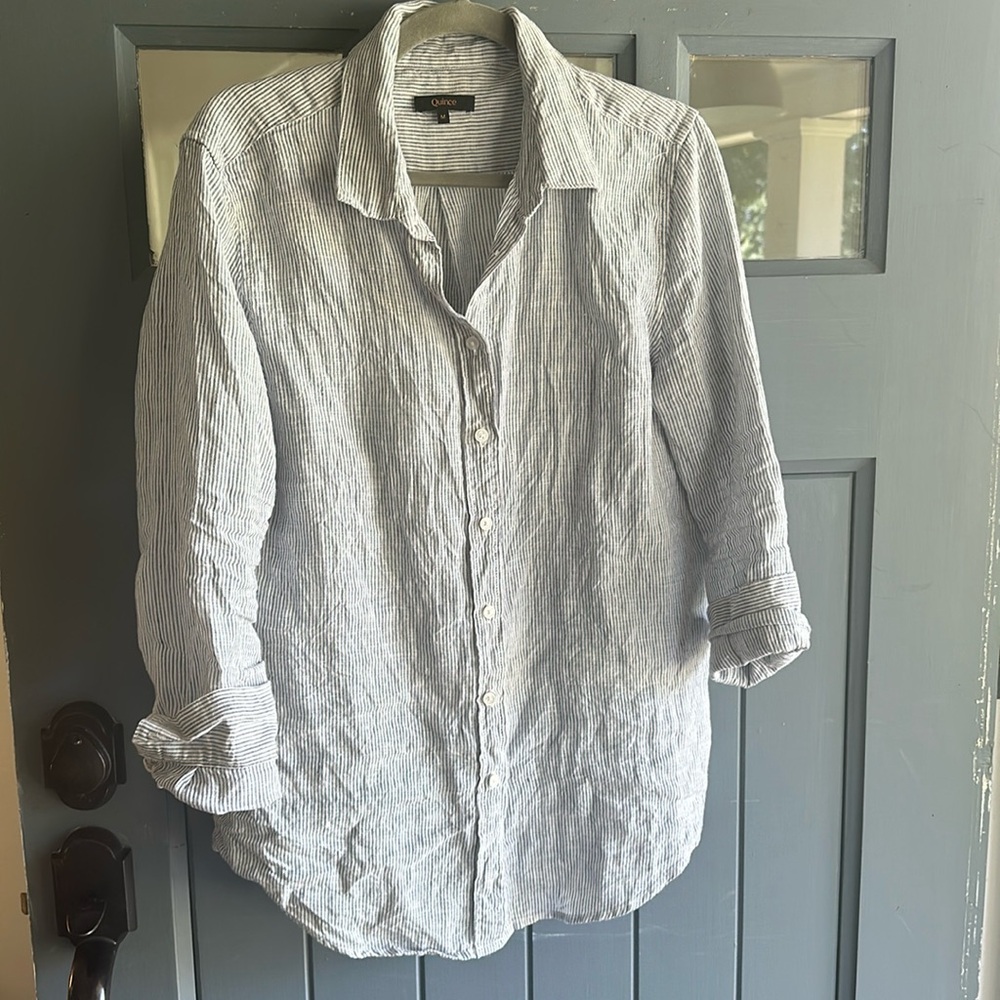 Quince linen blend button down